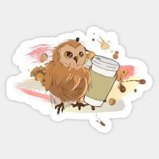 Owl and coffee Sticker